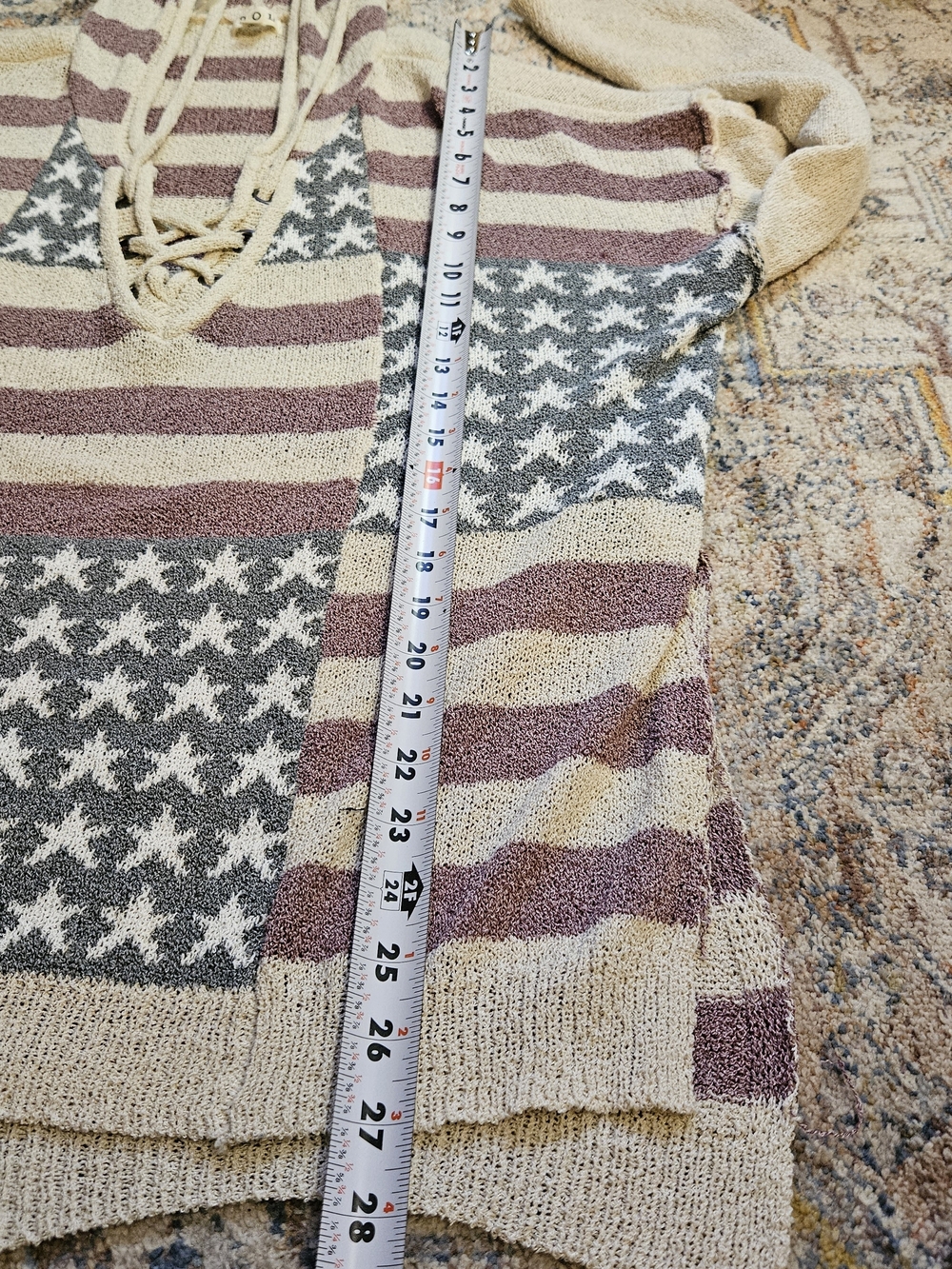 POL American Flag Lightweight Hoodie Oversized Patriotic Sweater Medium - Picture 11 of 11